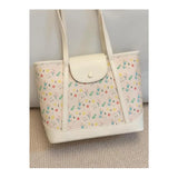 KYLETHOMASW  -  Fashionable Floral White Tota Bag Handbag Women Korean Style Casual Shoulder Bags Ladies Sweet Cute Underarm Bag Y2k