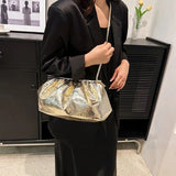 Kylethomasw Small Luxury Design Women's Leather Silver Cloud Bag Female Gold Crossbody Bag Ladies Party Clutch Purse Female Handbags