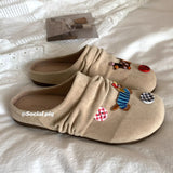 KYLETHOMASW  -  Retro Cute Women Slippers Design Ruffles Applique Fashion Pantuflas Spring Summer Outdoors Non-slip Soft Female Flipflop