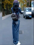 KYLETHOMASW  -  Spring and Autumn New Simple Commuter OL Style Denim Suit Women's Wide Leg Pants Suit Office Workplace Commuter
