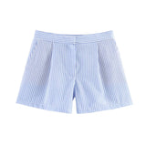KYLETHOMASW  -  High Waist Casual Loose Women's Shorts Striped Summer Fashion Comfortable Polyester Thin Stripe Patterned Loose Fit