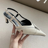 Kylethomasw Pointed Toe Mules Pump Women Zip Design Slingbacks High Heels Female Footwear Fashion Summer 2025 Elegant Brand Shoes Women