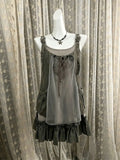 KYLETHOMASW  -  Japanese Kawaii Y2K Two-Piece Outfit Strap Dress Mesh Layered Cami Ruffle Hem Vintage Harajuku Subculture Casual Minidress Set