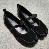 KYLETHOMASW  -  Women's Suede Mary Jane Flats Strap Design Split - Toe Comfortable Casual Shoes Stylish Daily/Lounge Footwear