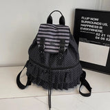 KYLETHOMASW  -  Women Casual Travel Backpacks Kawaii Dots Sweet Ruffled Schoolbags High-capacity Backpack for Women Students Y2k Aesthetic