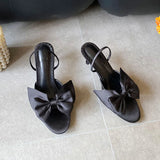 KYLETHOMASW  -  Fashion Butterfly-Knot Ladies Thin Heels Sandals Shoes Female Round Toe Footwear Elegant Women Heeled Sandals Slides Shoes