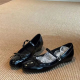 KYLETHOMASW  -  Loose-style Black Round-toe Flat Shoes Autumn New Comfortable Commuter Shallow Shoes Spring New Style