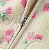 KYLETHOMASW  -  Casual Lamb's Wool Patchwork Women Coat Print 3d Flower Pocket Long Sleeve Zippers Female Jacket 2025 Autumn Winter Lady Outwear