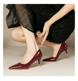 KYLETHOMASW  -  5cm Stilletos High Heels Dress Shoes Ladies Red/Nude Pumps Women Patent Leather Tacones Wedges Femme Office Gift Shoes Wedding