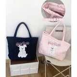 KYLETHOMASW  -  Harajuku Pink Large Capacity Tote Bag Women Sweet Cute Puppy Embroidery Handbag Hot Girls Retro Shoulder Bags Aesthetic