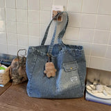 KYLETHOMASW  -  Denim Large Capacity Bag Shoulder Bags Casual Tote Spacious Durable Bolsos mujer Bolsa Comfortable Bolso New Fashion Bolsas
