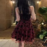 KYLETHOMASW  -  Summer Women's Clothing Camisole Gauze Pullover Plant&Flowers Printing Sleeveless Casual Sexy All-match Knee Skirts Dresses