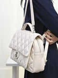 KIylethomasw High Street White Backpacks Women Sweet Cool Pu Leather Soft Casual Mini Backpack Female Retro Y2k Mochila Aesthetic