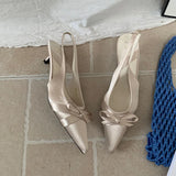 KYLETHOMASW  -  Fashion Butterfly-Knot Women Medium Heels Pumps Shoes Female Slingbacks Footwear Shallow Ladies Thin Heels Shoes Sandals