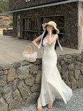 KYLETHOMASW  -  French-style Slimming New Summer Design Sense Tulle Flower Elegant Fishtail Lace Cami Dress