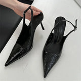 Kylethomasw Elegant Slingbacks Thin High Heels Women Sexy Pointed Toe Buckle Strap Women Pumps Blue Fashion Party Dress Shoes Heeled Sandals