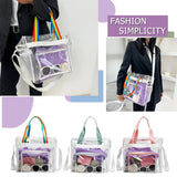 KYLETHOMASW  -  Women Clear Shoulder Bag Waterproof Transparent Tote Handbag Large Capacity Casual Crossbody Bag Summer Fitness Handbag