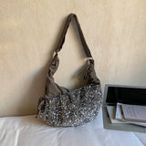 KYLETHOMASW  -  Women's Silver Sequin Crossbody Bag Drawstring Design Shiny Party Evening Casual Shoulder Bag Fashion Sparkly Handbag