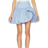 KYLETHOMASW  -  Women's Fashion Bubble Pleated Skirt Striped High Waist Mini Skirt Club Party Elegant Streetwear