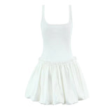 KYLETHOMASW  -  Pretty Girl O Neck Sleeveless Bow Bud Mini Dress Women Fit And Flare Slim Summer Dresses Red White Tank Sexy Sweet Robe