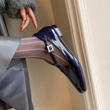 KYLETHOMASW  -  New Women's Retro Round Toe Cross Water Diamond With Casual Coarse Heel Mary Jane Ladies Shoes French Single Shoes