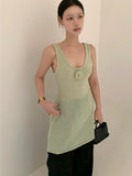 KYLETHOMASW  -  Three Dimensional Flower Knitted Vest Dress Women Summer New Design Looks Slim Can Be Worn in A Short Skirt