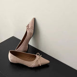 KYLETHOMASW  -  Ballerina Satin Women's Flat Shoes Comfort Non-slip Pointed Toe Ladies Loafers Flats Elegant Bowknot Women's Single Shoes