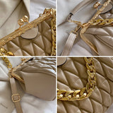 Kylethomasw Elegant Triangular Pleats Totes Bags for Women Gold Chain Luxury Designer Handbag for Women Women's Bag Trend Crossbosy Bag