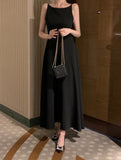 KYLETHOMASW  -  Elegant White Midi Dress Women Vintage Party Prom Spaghetti Strap Black Dresses Korean Formal Occasion Bodycon Vestidos