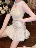 KYLETHOMASW  - Japanese Kawaii Lolita Mini Skirt Women Lace Casual Elegant Sweet Female Skirt High Waist Skirt Korean Fashion New