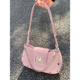 KIylethomasw New Fashion Shoulder Bag PU Bags for Women Sweet Cool Subculture Pink Crossbody Bag сумка Bolsas