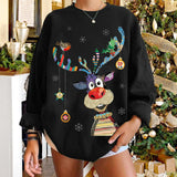 KYLETHOMASW  -  Women's New Sweatshirt Plus Velvet Christmas Deer Top European and American Daily Casual Women's Clothing