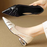 KYLETHOMASW  -  French-style 3cm Hollow-out Pointed-toe Woven Elegant Sandals, Summer Commuting Slip-on Shallow Mouth Elegant Single Shoes