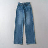 KYLETHOMASW  -  New Ladies' Patchwork Design Flared Pants Casual Denim Pants Retro Style Spice Girls Trousers High Waist Solid Color Jeans