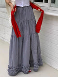 KYLETHOMASW  -  French Style Patchwork Mushroom Edge Split Skirt Women Summer New Versatile and Personalized A-line Long Skirts