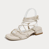 KYLETHOMASW  -  Strap Low Heel Sandals for Womens Summer New Roman Strap Toe Fashion Flat Shoes for Women's Designer Sandals Ladies Shoes