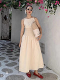 KYLETHOMASW  -  Korean Chic Summer New French Vacation Style Wrinkles Hugging Waist Stretching Sleeveless Strap Long Dresses Women