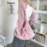 KYLETHOMASW  -  Women's Knitted Hollow Tote Bag Fresh Casual Aesthetic Daily Travel Shoulder Hobo Bag New Soft Fashion Simple Handbags