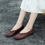KYLETHOMASW  -  Vintage Handmade Beaded Shallow Single Shoes 2026 Spring and Summer New Red Flat Soft-Soled Mary Jane Shoes Genuine Leather