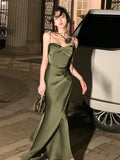 KIylethomasw Summer Women Sexy Spaghetti Strap Evening Party Prom Club 2024 New Elegant Backless Split Satin Long Dresses Female Vestidos