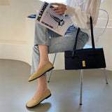 KYLETHOMASW  -  Retro Round Toe Loafers Women Solid Leather Flats Shallow V-Open Boat Mocasines Femmes Comfy Slip On Daily Walking Shoes Ladies