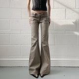 KYLETHOMASW  -  American Design Pocket Slimming Bell Bottom Jeans Women's Spicy Girl Street Fashion Retro Low Waist Casual Pants