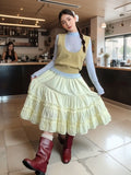 KYLETHOMASW  -  French High Waist A-Line Tiered Skirt Women Spring Casual Cotton Ruffle Hem Midi Skirts Skirt Versatile Curvy 280A