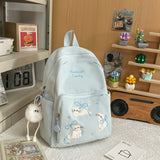 KYLETHOMASW  -  Women's Backpack Cute Cat Embroidery Letter Plush Charm Multi Pocket Adjustable Strap Casual Daily School Bag New Back Pack