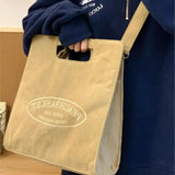 KYLETHOMASW  -  Retro Harajuku Letter Tote Bag Women Corduroy Large Capacity Stripe Shoulder Bag Ladies Korean Commute Versatile Crossbody Bags