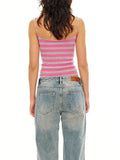 KYLETHOMASW  -  Y2k Aesthetic Casual Knitted Stripe Tank Top Women Streetwear Slim Fit Cropped Tanks Harajuku Grunge Vintage Backless Camisole