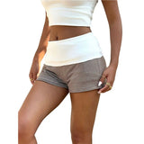 KYLETHOMASW  -  Women's Fold Over Shorts Y2K Micro Mini Shorts Elastic Waist Pajama Bottoms Summer Casual Short