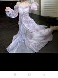 KYLETHOMASW  -  Spring New Style Super Fairy Gray Halo Dye Fairy Butterfly Hot Stamping Ruffled Long-sleeved Dress
