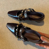 KYLETHOMASW  -  Women Genuine Leather Flat Shoes Square Toe Mary Jane Style Women Shoes Bead Decoration Comfortable Women Loafers Shoes New