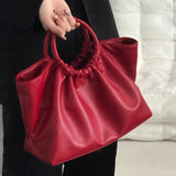 KYLETHOMASW  -  Women Folds Cloud bag PU  Axillary Bag Fashion Female Shoulder Crossbody bags red bride Ruched Hobos ladies totes